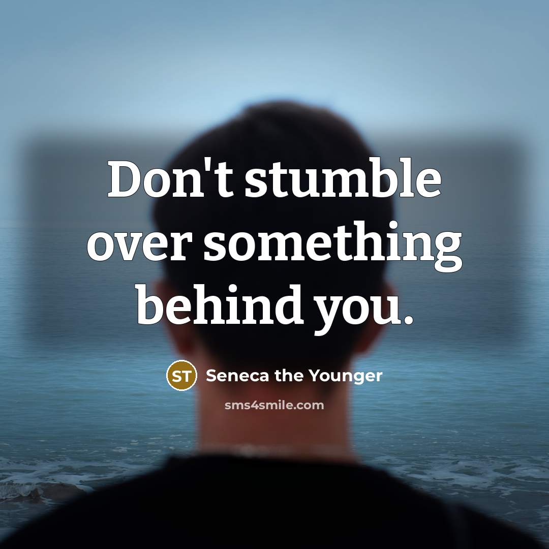“Don't stumble over something behind you.” quote by Seneca the Younger
