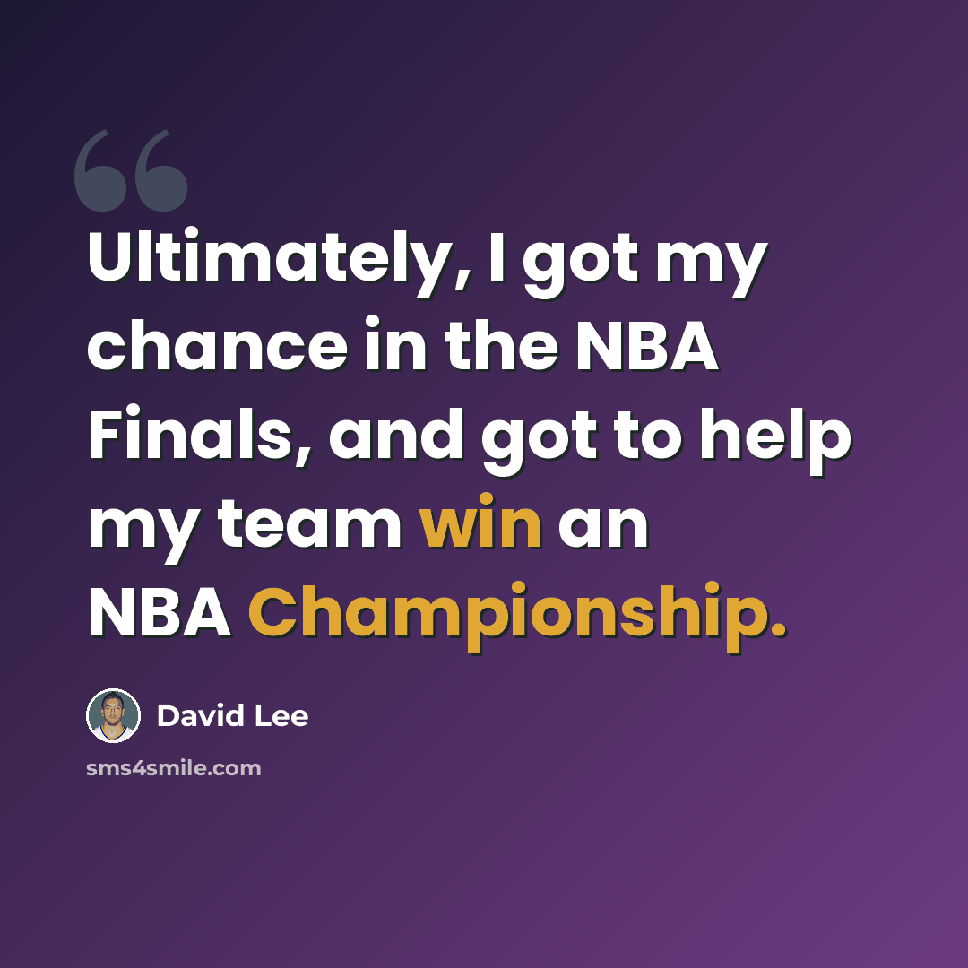 “Ultimately, I got my chance in the NBA Finals, and got to help my team win an NBA Championship.” quote by David Lee