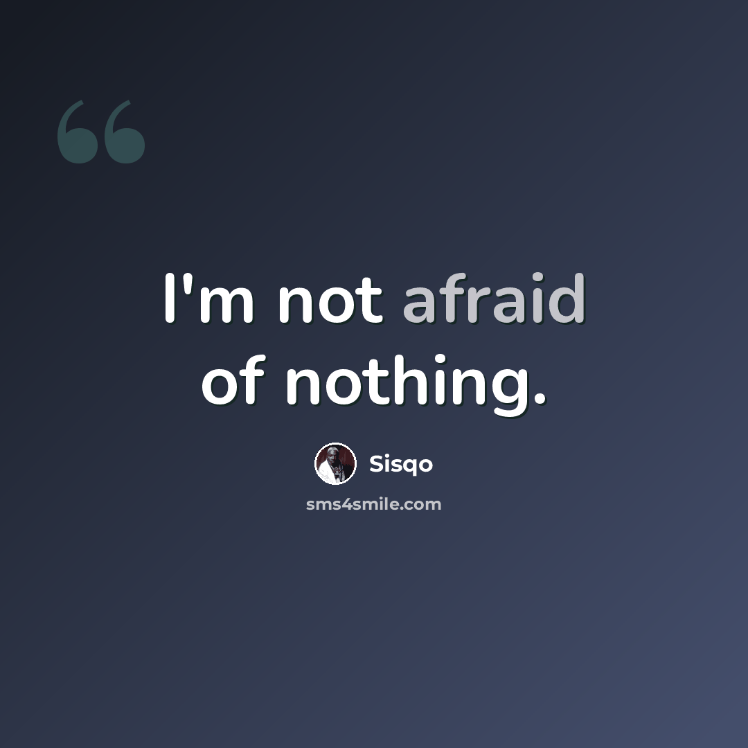 “I'm not afraid of nothing.” quote by Sisqo