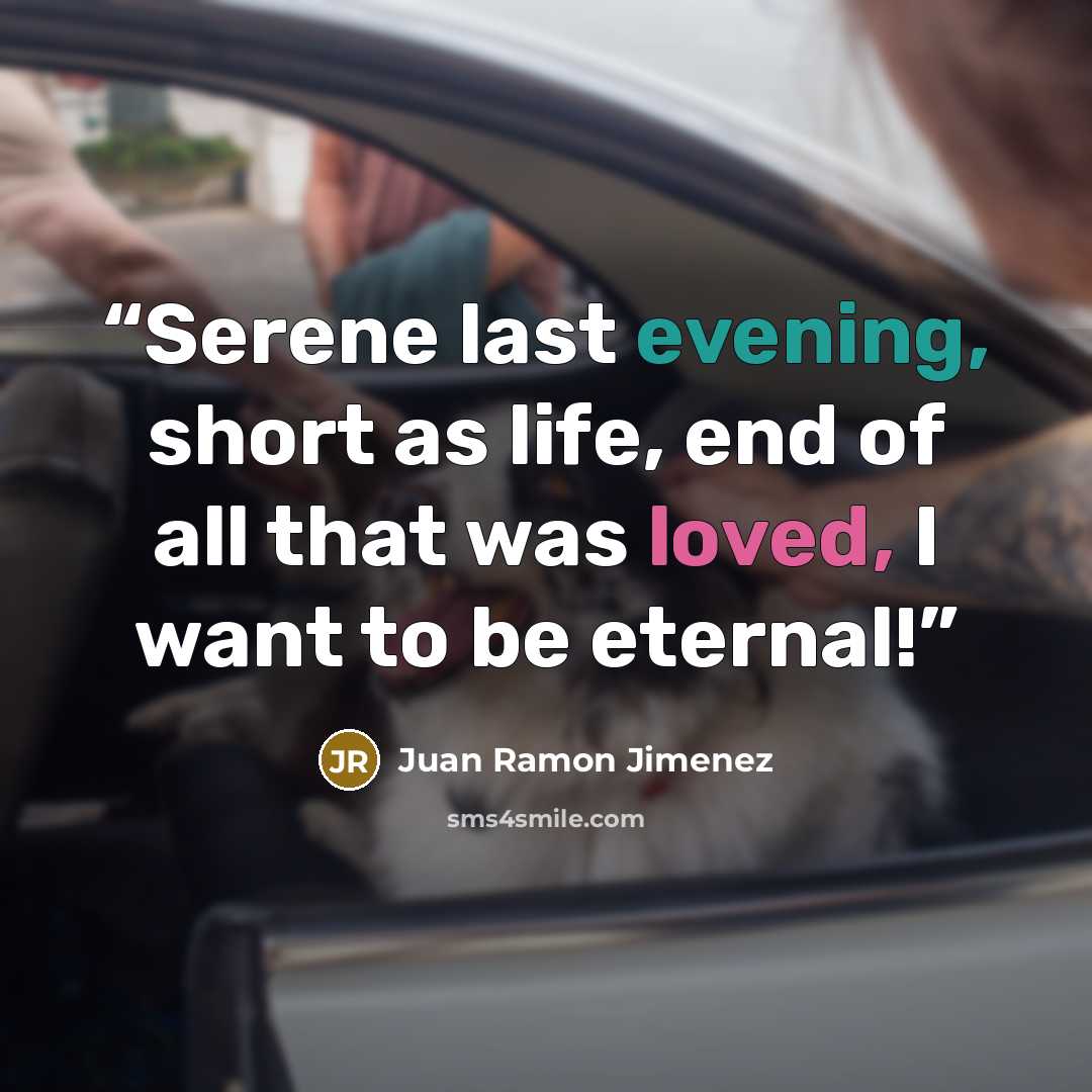 “Serene last evening, short as life, end of all that was loved, I want to be eternal!” quote by Juan Ramón Jiménez
