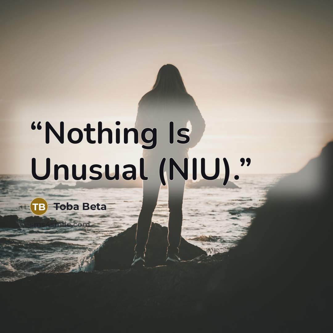 “Nothing Is Unusual (NIU).” quote by Toba Beta