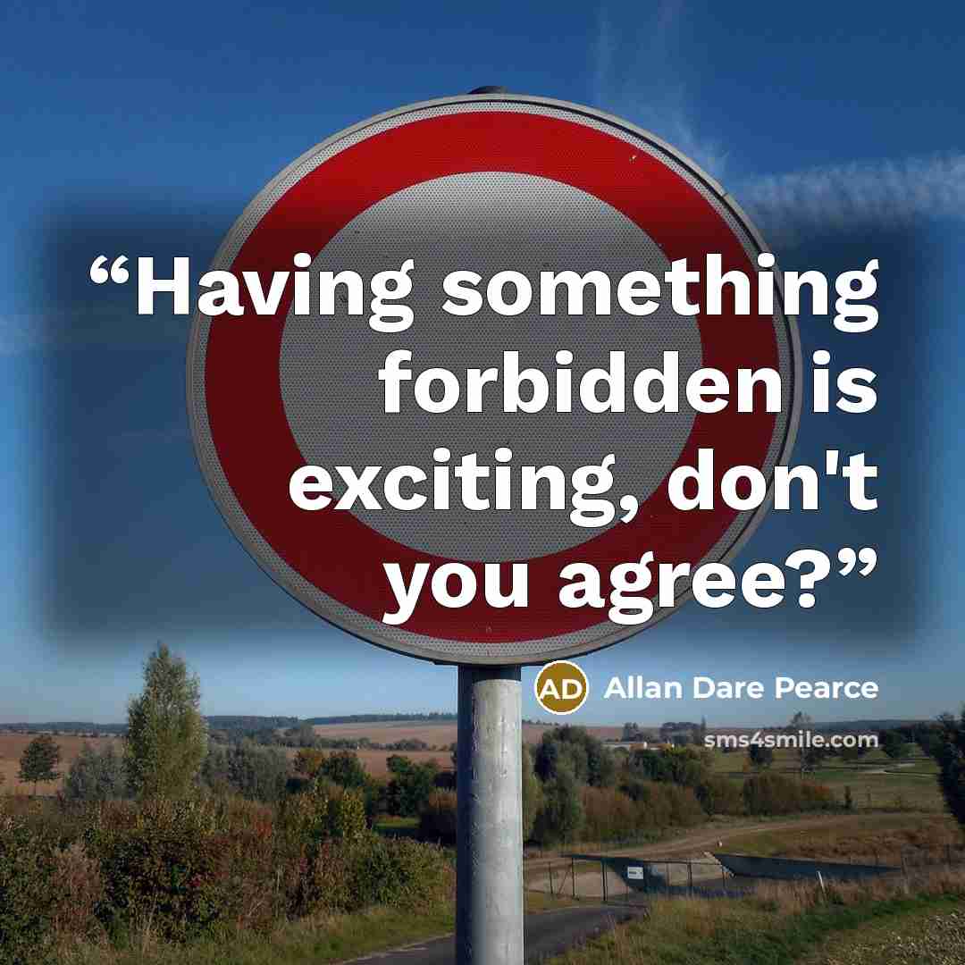 “Having something forbidden is exciting, don't you agree?” quote by Allan Dare Pearce