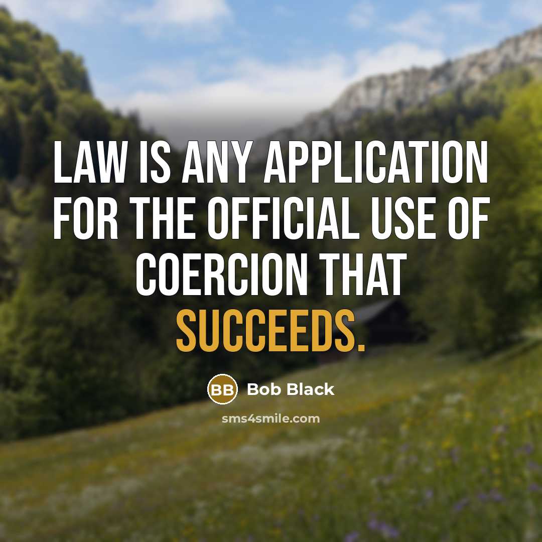 “Law is any application for the official use of coercion that succeeds.” quote by Bob Black