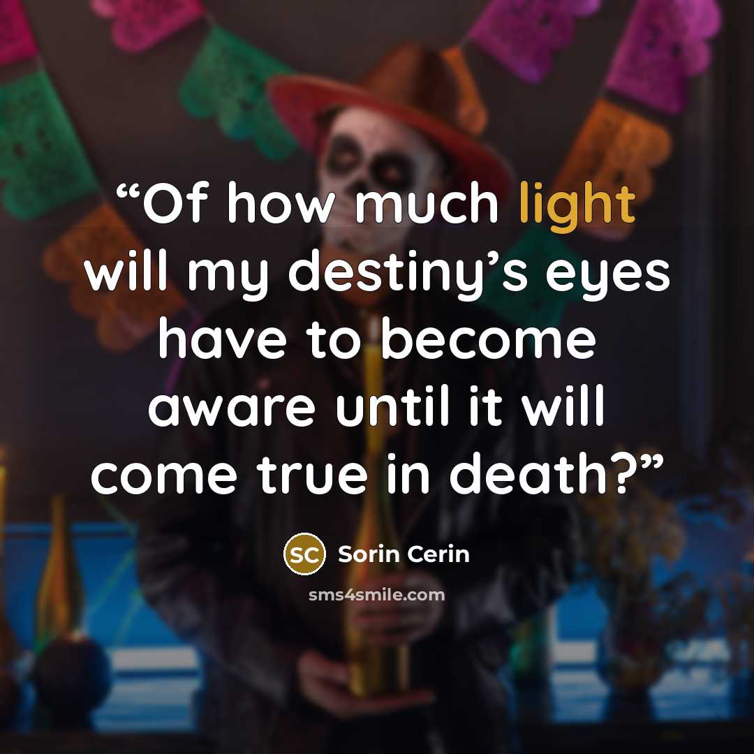 “Of how much light will my destiny’s eyes have to become aware until it will come true in death?” quote by Sorin Cerin