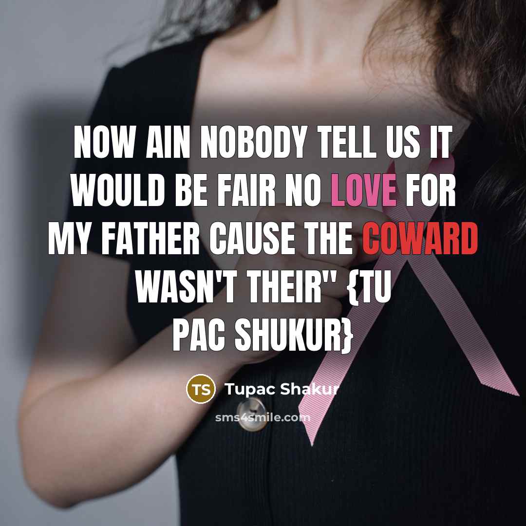 “Now ain nobody tell us it would be fair no love for my father cause the coward wasn't their" {Tu Pac Shukur}” quote by Tupac Shakur