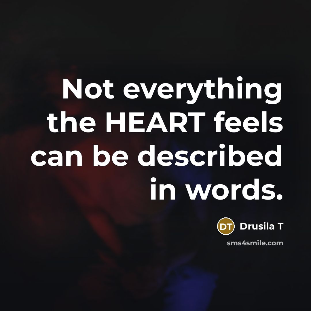 “Not everything the HEART feels can be described in words.” quote by Drusila T