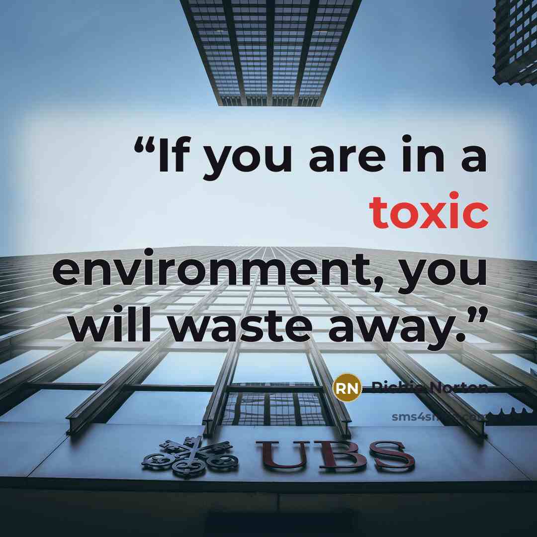 “If you are in a toxic environment, you will waste away.” quote by Richie Norton