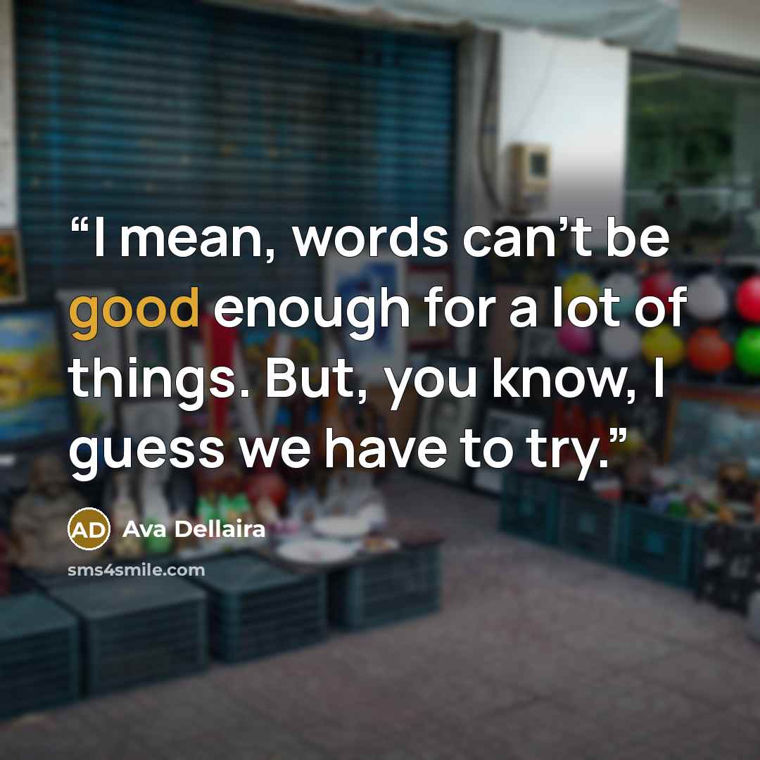 “I mean, words can't be good enough for a lot of things. But, you know, I guess we have to try.” quote by Ava Dellaira