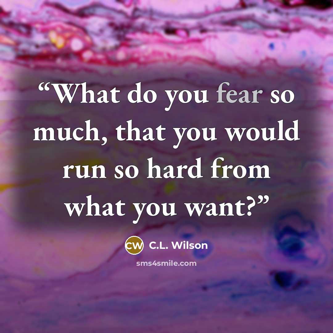 “What do you fear so much, that you would run so hard from what you want?” quote by C.L. Wilson