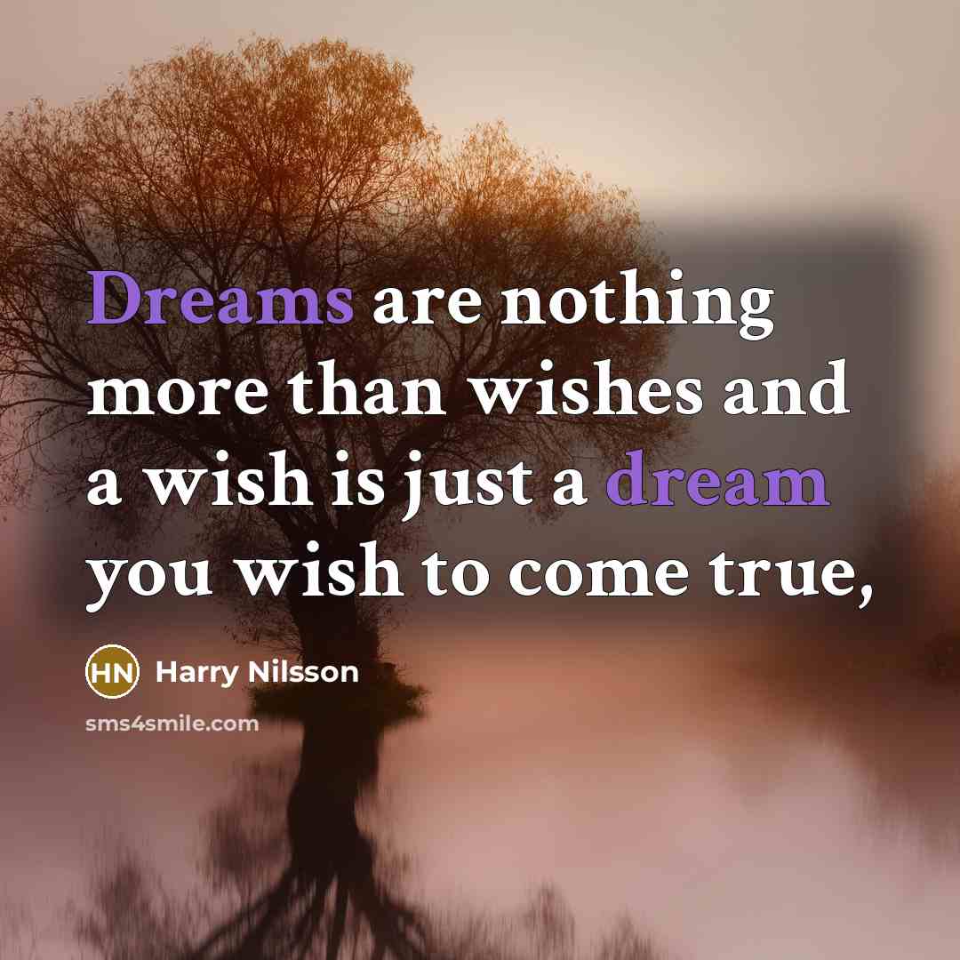 “Dreams are nothing more than wishes and a wish is just a dream you wish to come true,” quote by Harry Nilsson