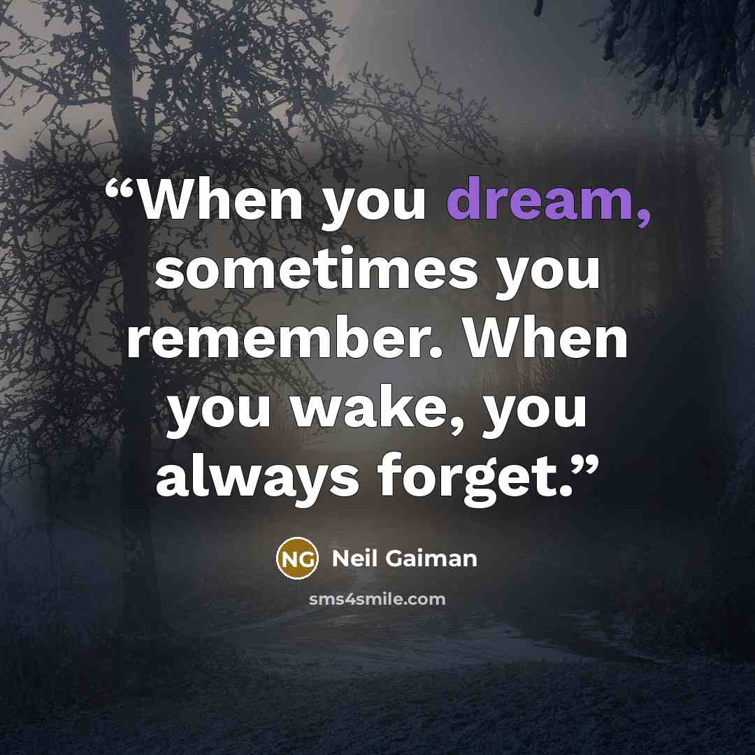 “When you dream, sometimes you remember. When you wake, you always forget.” quote by Neil Gaiman