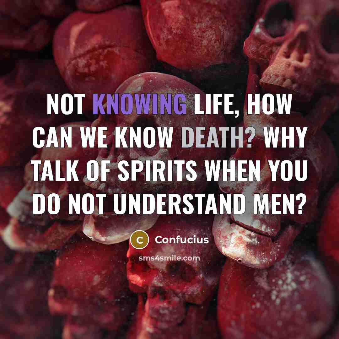 “Not knowing life, how can we know death? Why talk of spirits when you do not understand men?” quote by Confucius