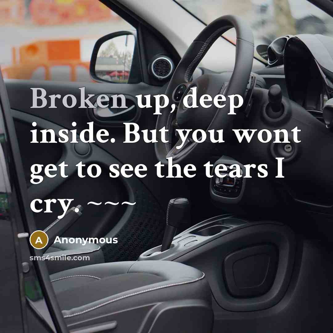 “Broken up, deep inside. But you wont get to see the tears I cry. ~~~” quote by Anonymous