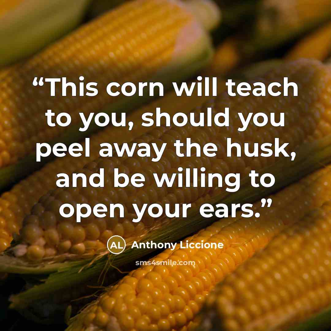 “This corn will teach to you, should you peel away the husk, and be willing to open your ears.” quote by Anthony Liccione