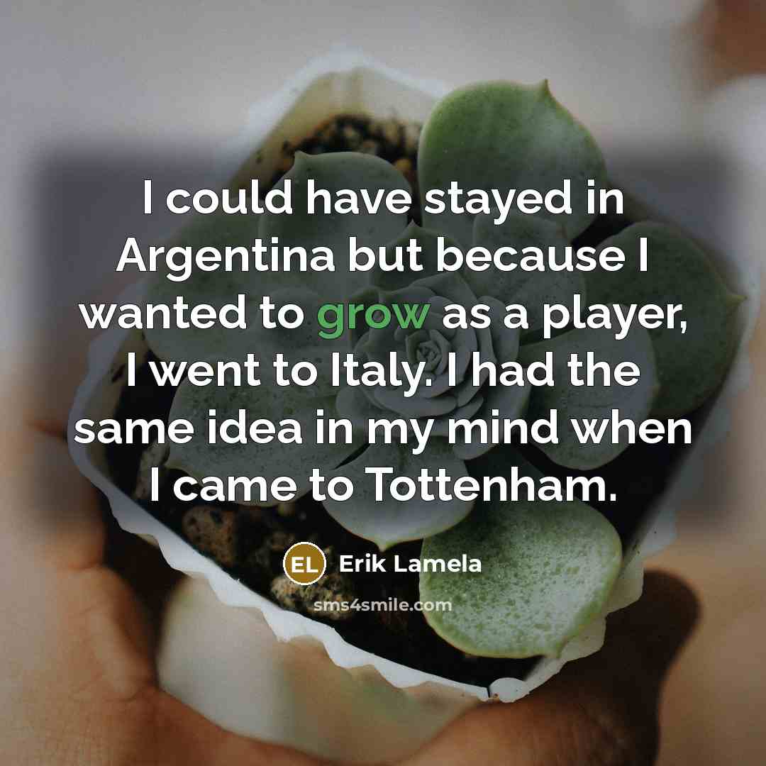 “I could have stayed in Argentina but because I wanted to grow as a player, I went to Italy. I had the same idea in my mind when I came to Tottenham.” quote by Erik Lamela