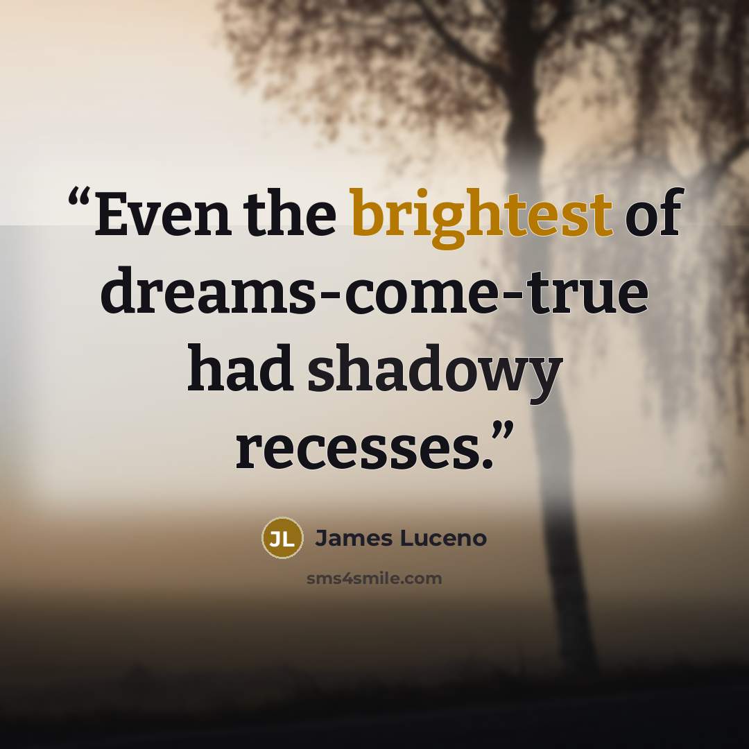 “Even the brightest of dreams-come-true had shadowy recesses.” quote by James Luceno