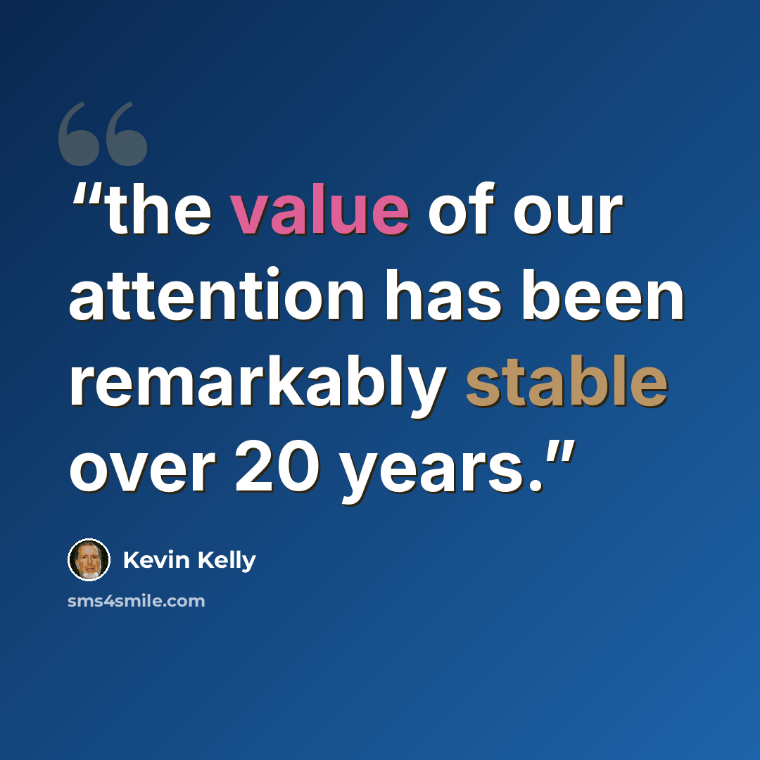“the value of our attention has been remarkably stable over 20 years.” quote by Kevin Kelly