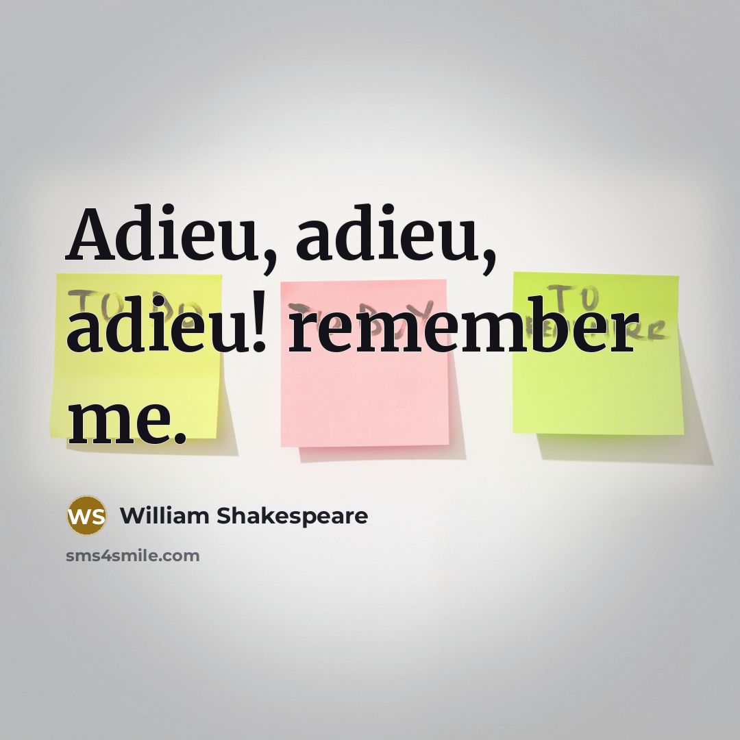 “Adieu, adieu, adieu! remember me.” quote by William Shakespeare