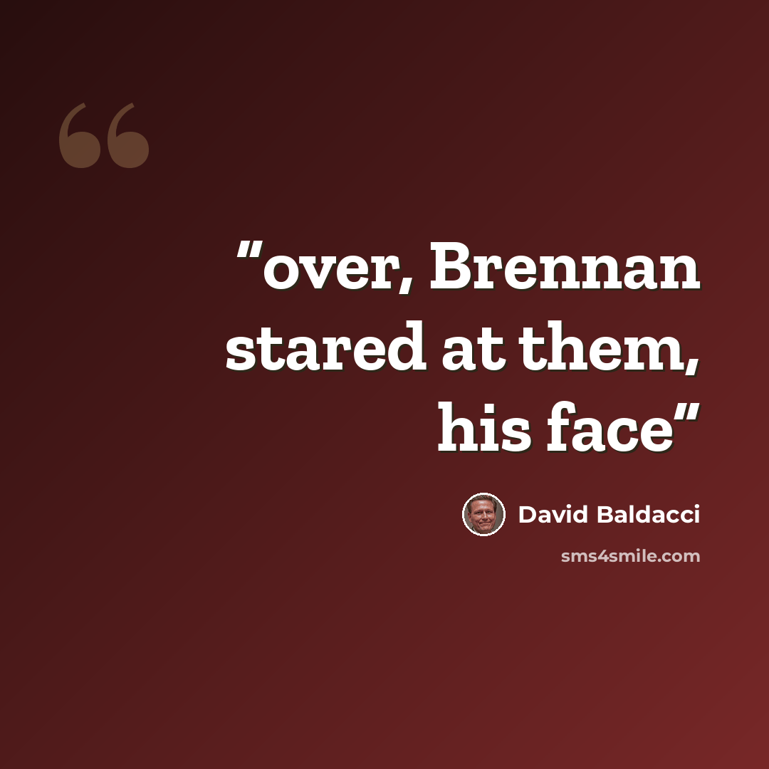 “over, Brennan stared at them, his face” quote by David Baldacci