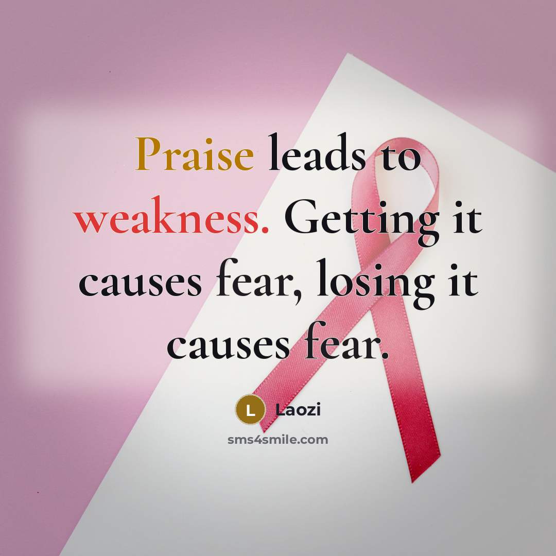 “Praise leads to weakness. Getting it causes fear, losing it causes fear.” quote by Laozi