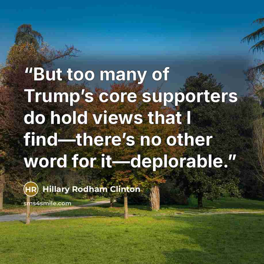 “But too many of Trump’s core supporters do hold views that I find—there’s no other word for it—deplorable.” quote by Hillary Rodham Clinton
