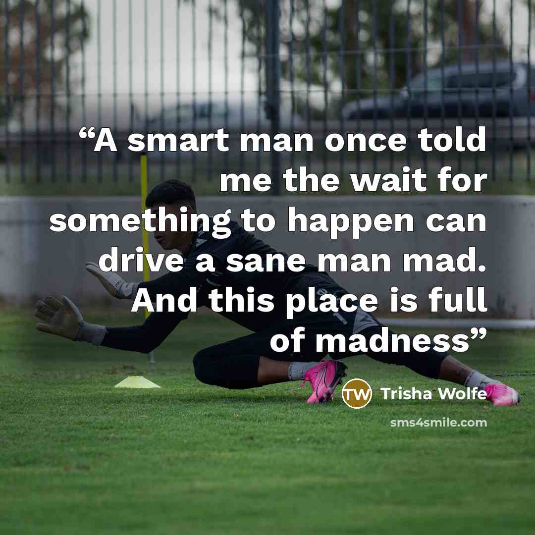 “A smart man once told me the wait for something to happen can drive a sane man mad. And this place is full of madness” quote by Trisha Wolfe