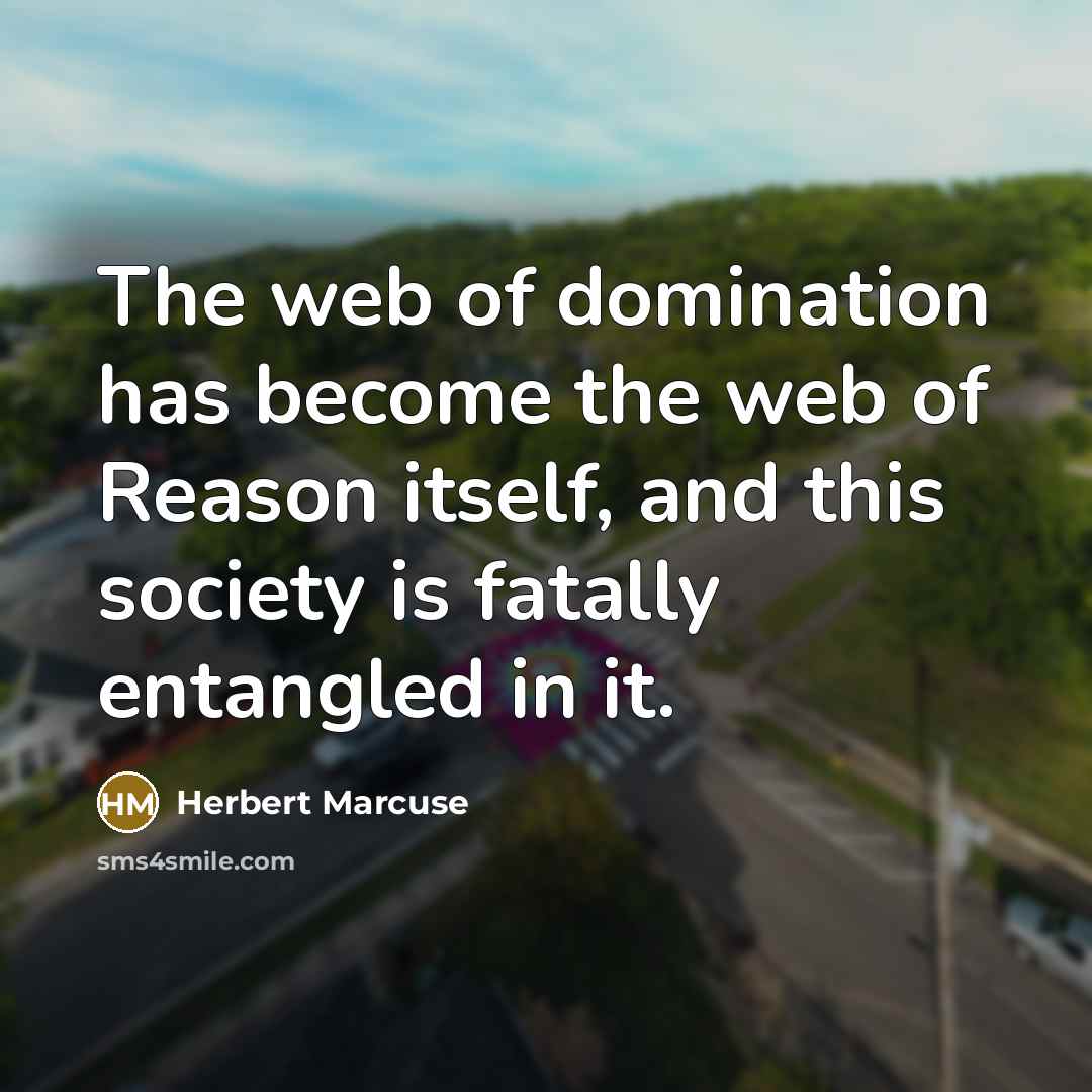 “The web of domination has become the web of Reason itself, and this society is fatally entangled in it.” quote by Herbert Marcuse