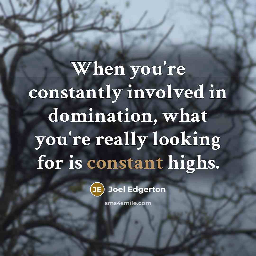 “When you're constantly involved in domination, what you're really looking for is constant highs.” quote by Joel Edgerton