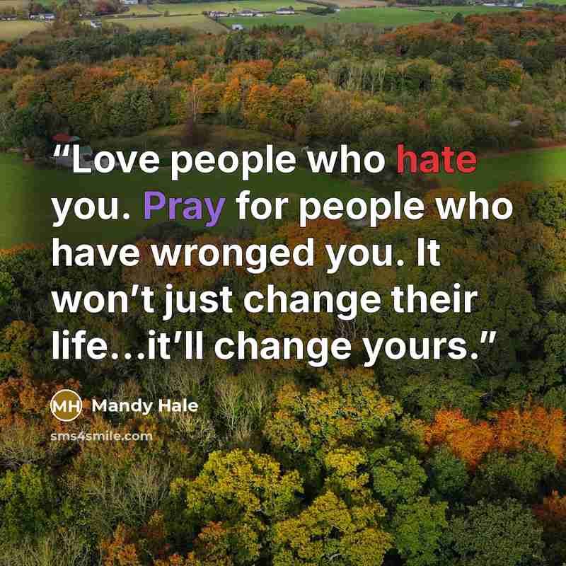 “Love people who hate you. Pray for people who have wronged you. It won’t just change their life…it’ll change yours.” quote by Mandy Hale