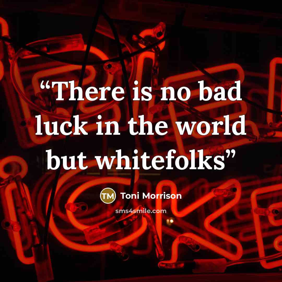 “There is no bad luck in the world but whitefolks” quote by Toni Morrison