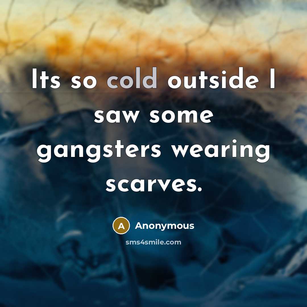 “Its so cold outside I saw some gangsters wearing scarves.” quote by Anonymous