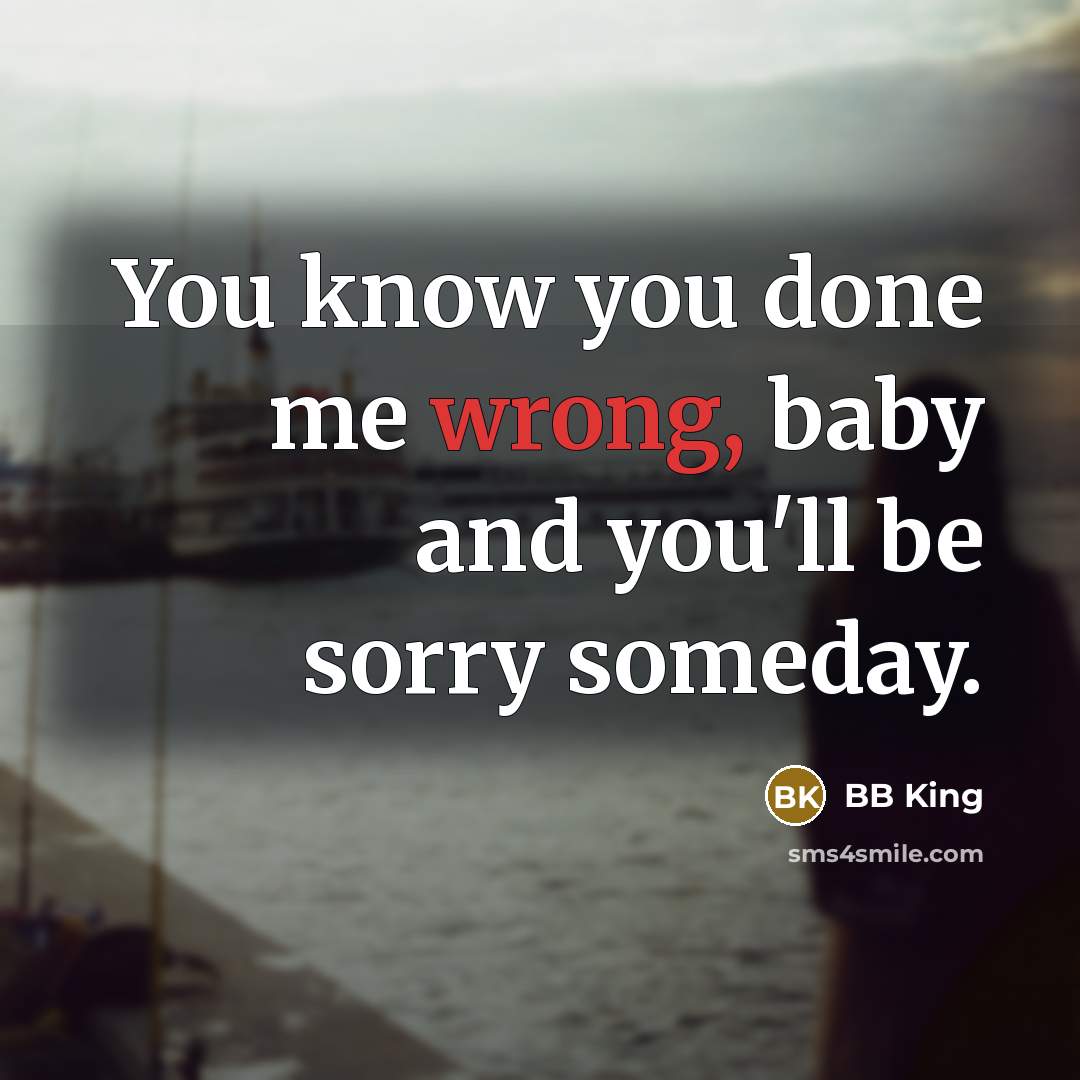 “You know you done me wrong, baby and you'll be sorry someday.” quote by BB King