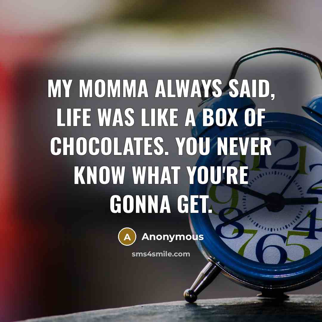 “My momma always said, Life was like a box of chocolates. You never know what you're gonna get.” quote by Anonymous
