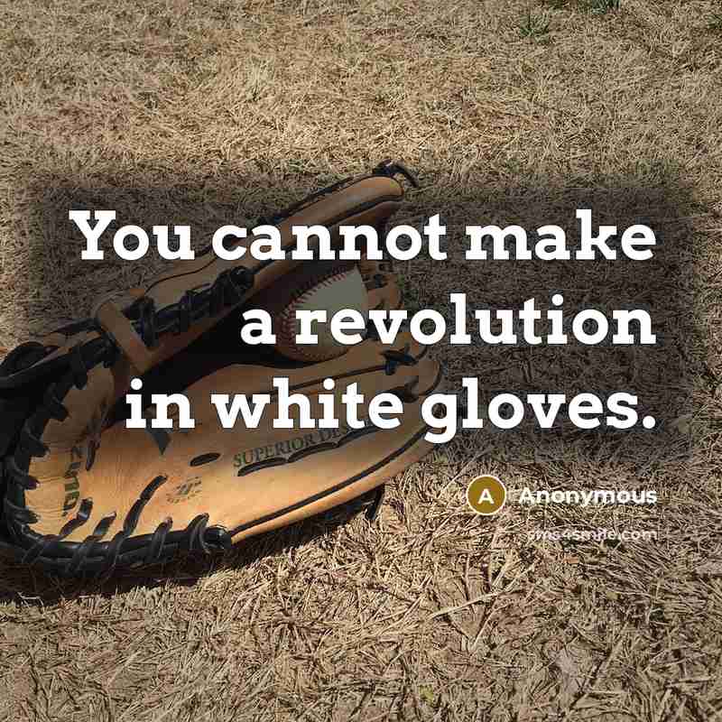 “You cannot make a revolution in white gloves.” quote by Anonymous