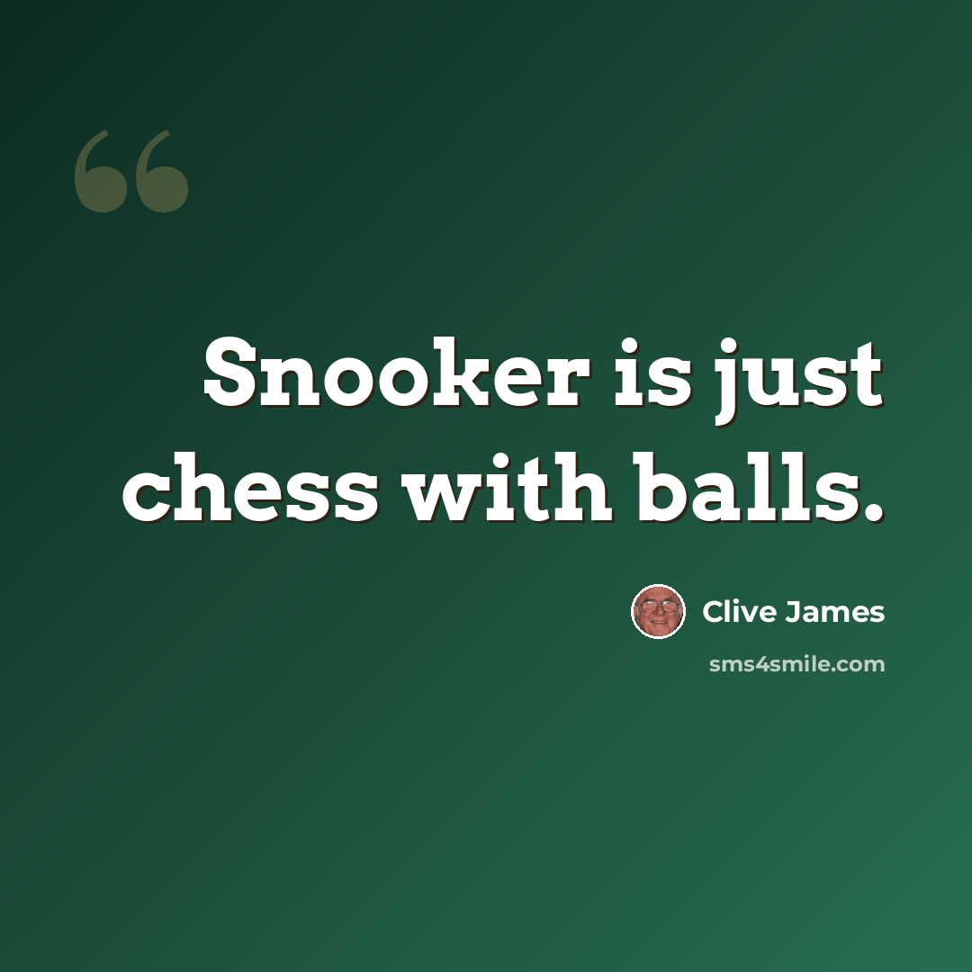 “Snooker is just chess with balls.” quote by Clive James
