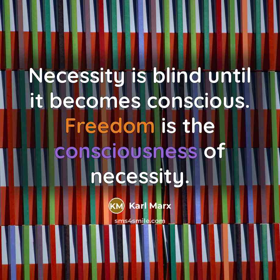 “Necessity is blind until it becomes conscious. Freedom is the consciousness of necessity.” quote by Karl Marx
