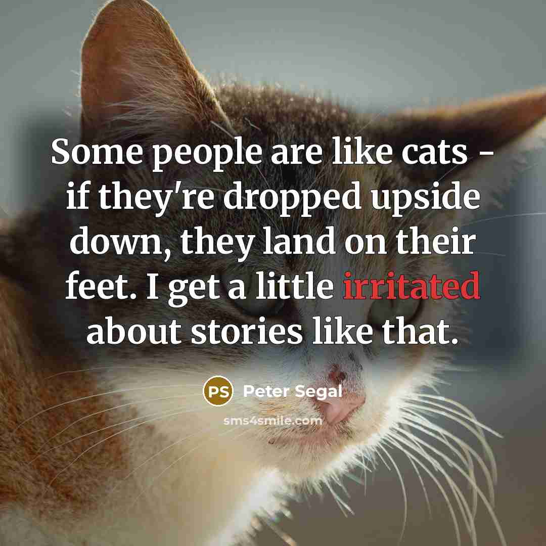 “Some people are like cats - if they're dropped upside down, they land on their feet. I get a little irritated about stories like that.” quote by Peter Segal