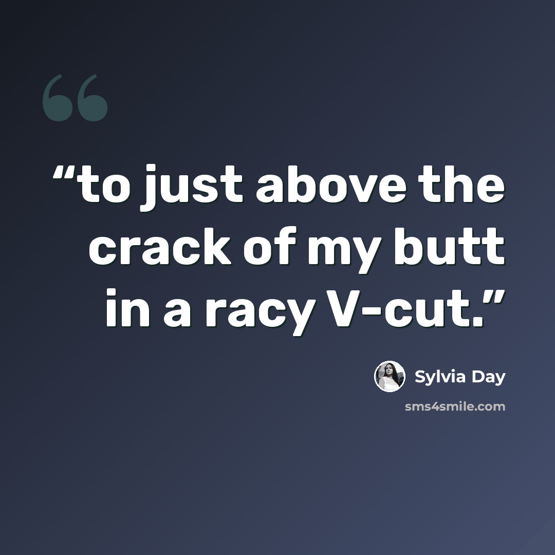 “to just above the crack of my butt in a racy V-cut.” quote by Sylvia Day