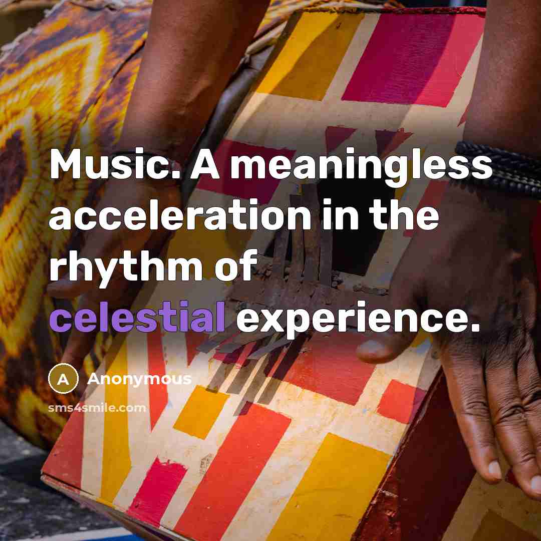 “Music. A meaningless acceleration in the rhythm of celestial experience.” quote by Anonymous