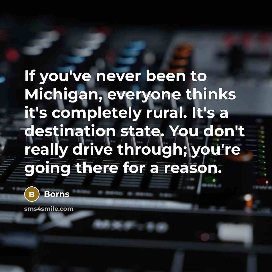 “If you've never been to Michigan, everyone thinks it's completely rural. It's a destination state. You don't really drive through; you're going there for a reason.” quote by Borns