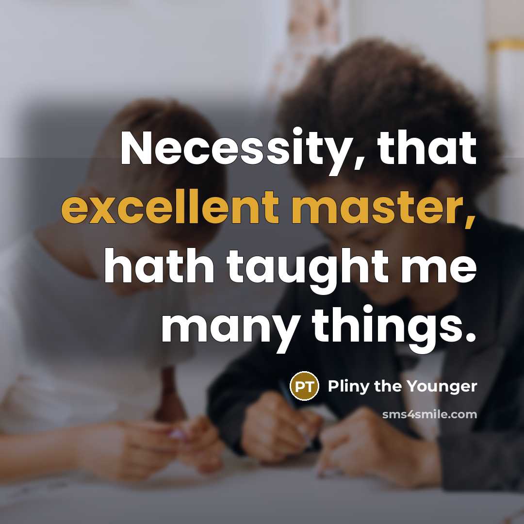 “Necessity, that excellent master, hath taught me many things.” quote by Pliny the Younger