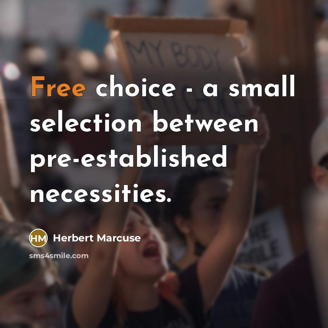 “Free choice - a small selection between pre-established necessities.” quote by Herbert Marcuse