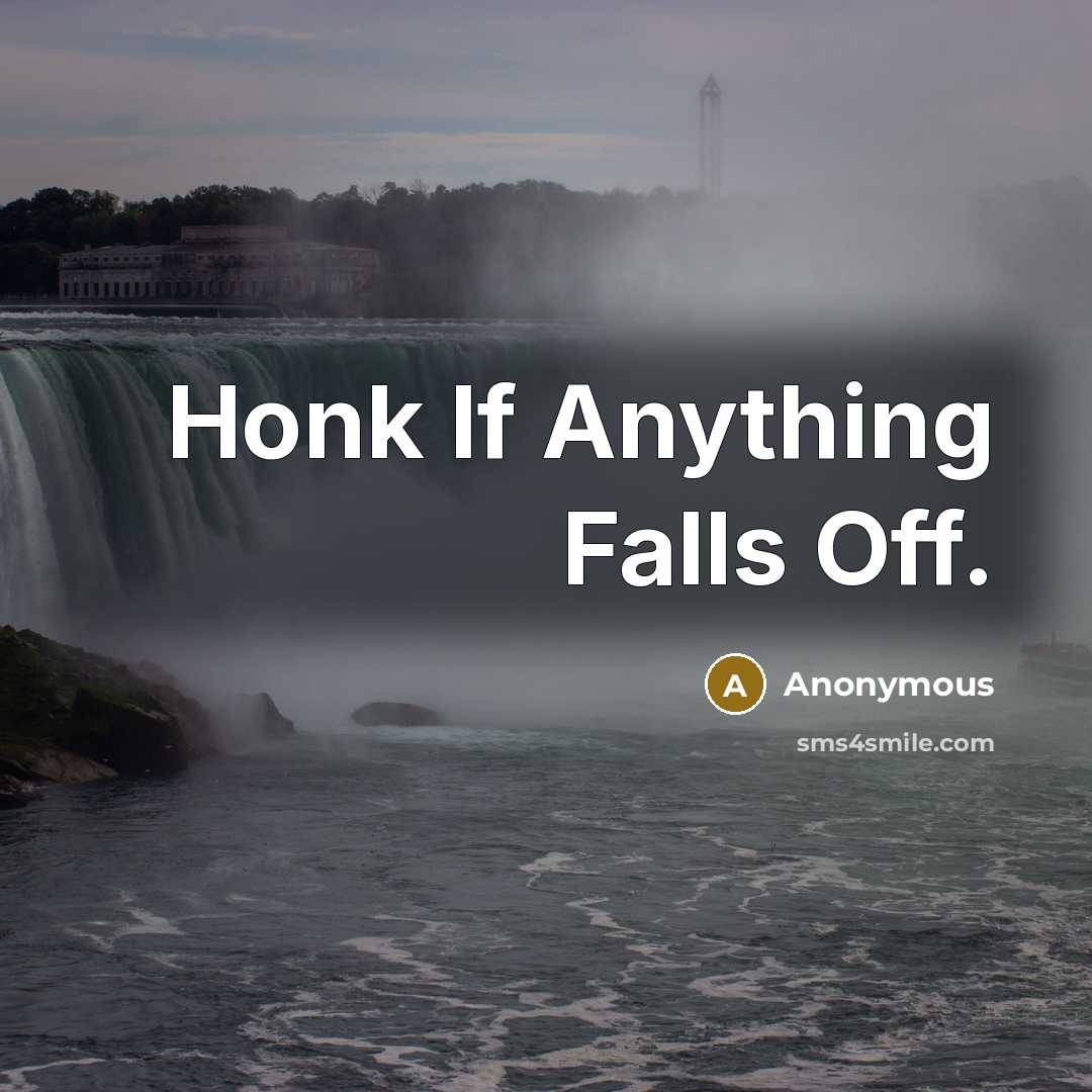 “Honk If Anything Falls Off.” quote by Anonymous