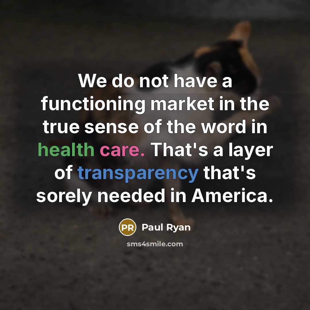 “We do not have a functioning market in the true sense of the word in health care. That's a layer of transparency that's sorely needed in America.” quote by Paul Ryan
