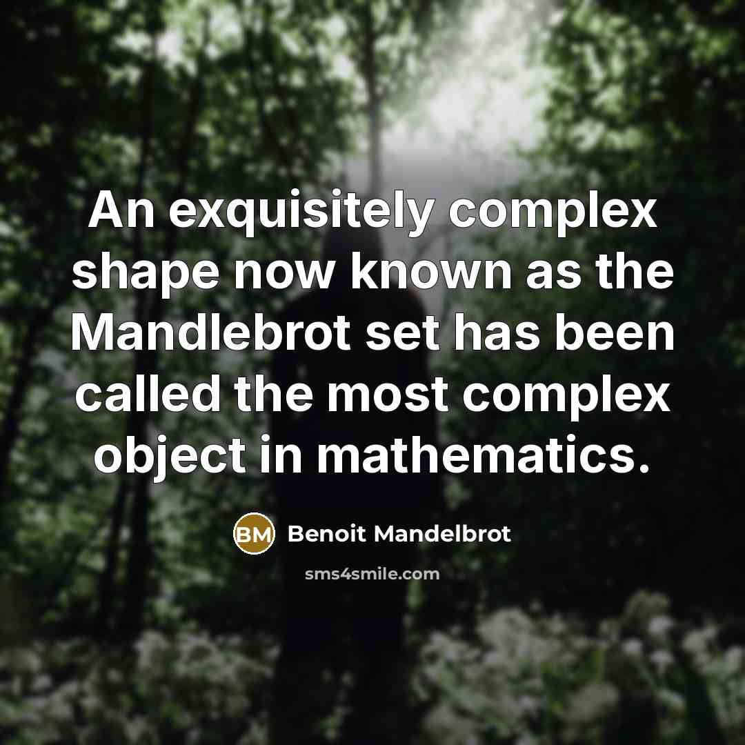 “An exquisitely complex shape now known as the Mandlebrot set has been called the most complex object in mathematics.” quote by Benoit Mandelbrot
