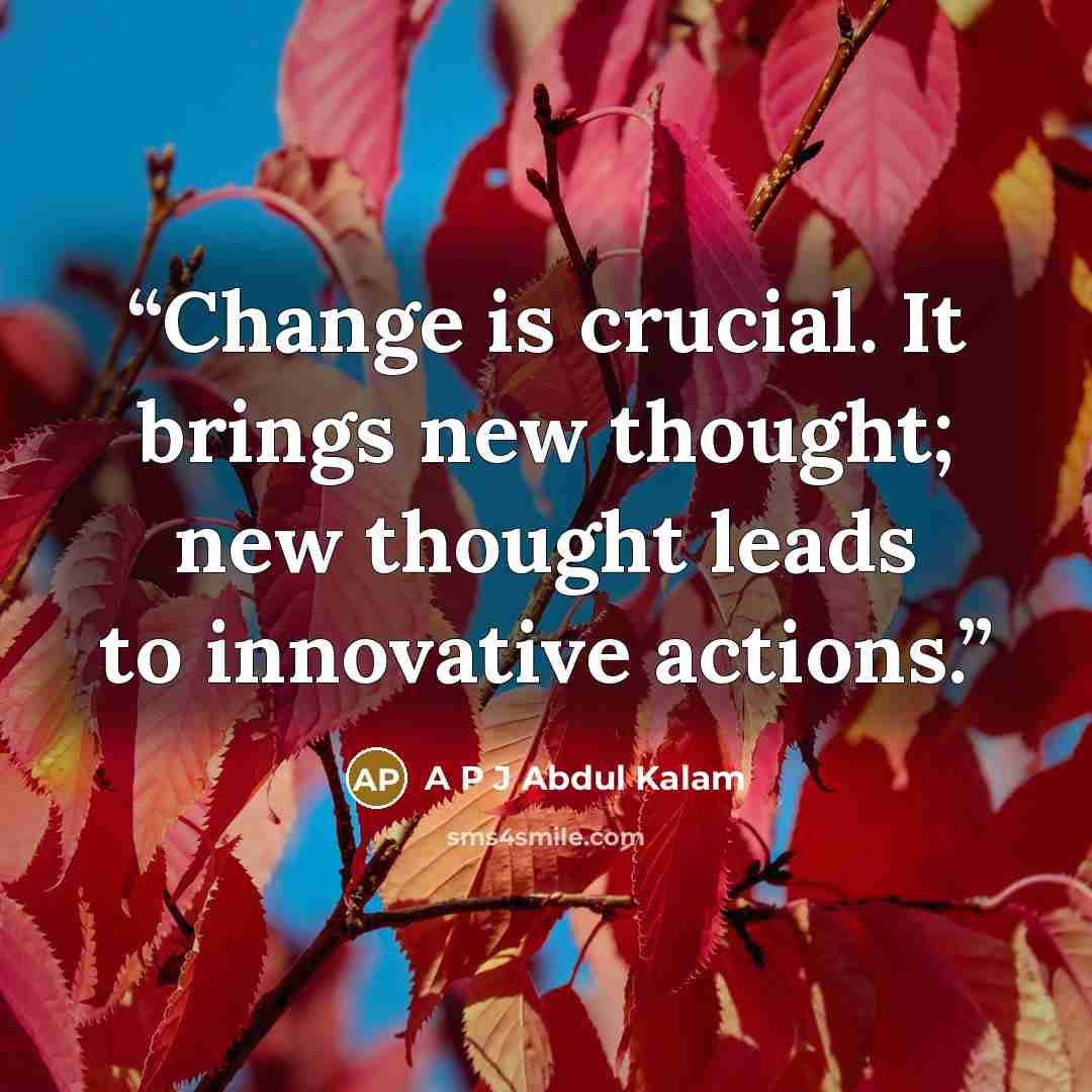“Change is crucial. It brings new thought; new thought leads to innovative actions.” quote by A P J Abdul Kalam