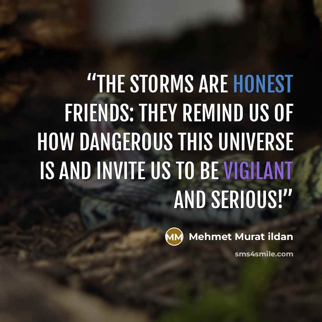 “The storms are honest friends: They remind us of how dangerous this universe is and invite us to be vigilant and serious!” quote by Mehmet Murat ildan