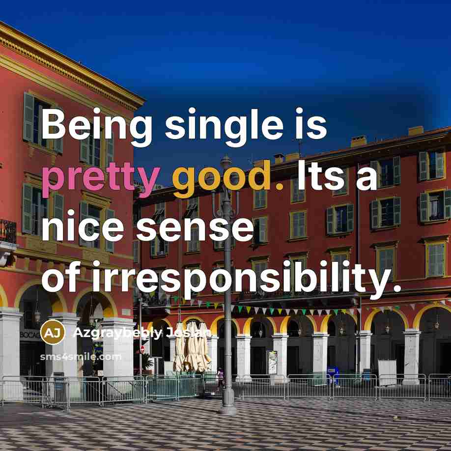 “Being single is pretty good. Its a nice sense of irresponsibility.” quote by Azgraybebly Joslan
