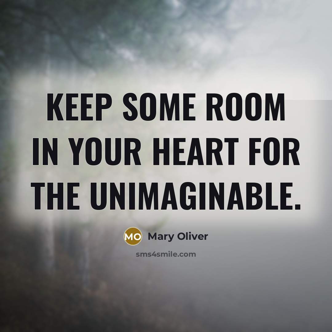 “Keep some room in your heart for the unimaginable.” quote by Mary Oliver