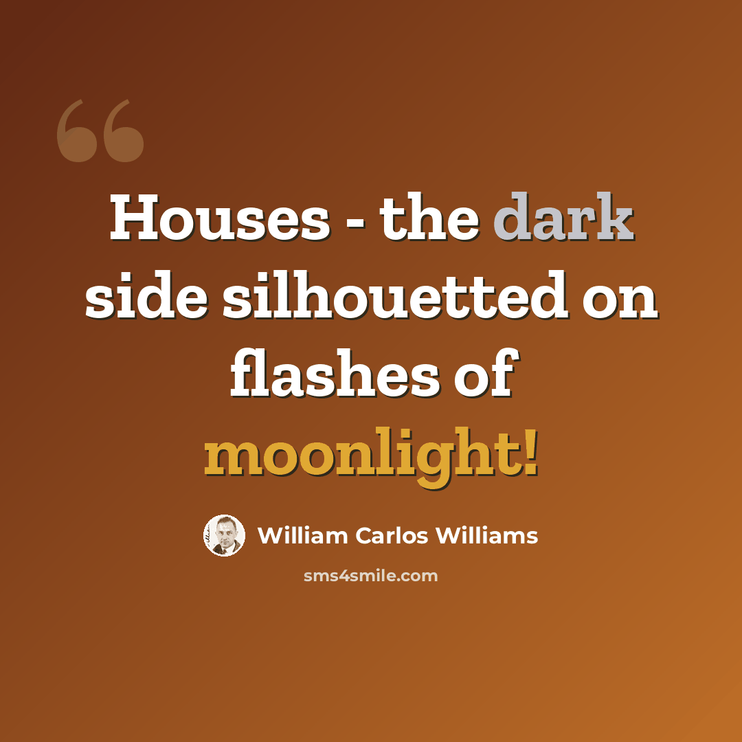 “Houses - the dark side silhouetted on flashes of moonlight!” quote by William Carlos Williams